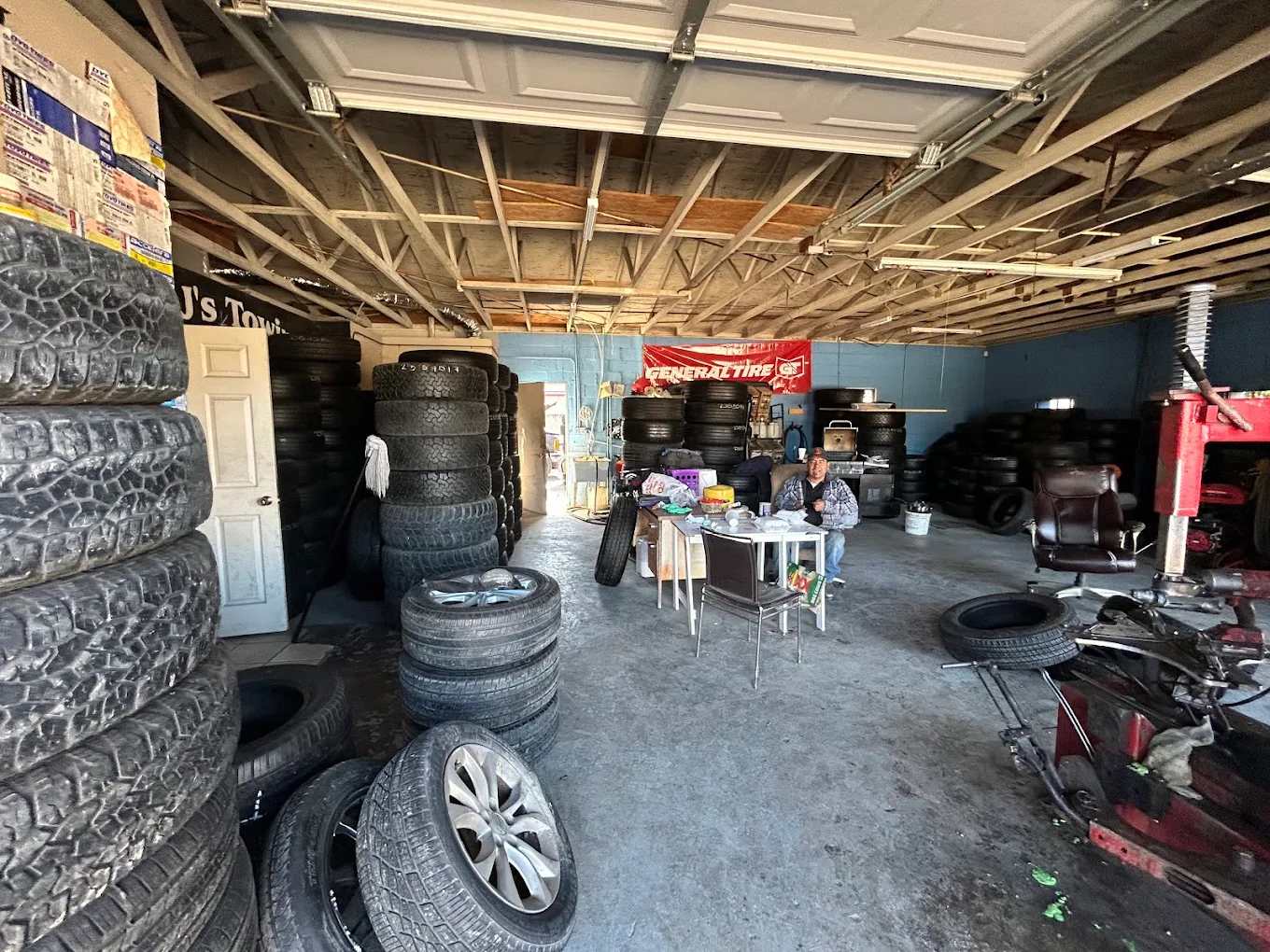 Inside Rios Tire Shop #1 — the shop floor in New Braunfels
